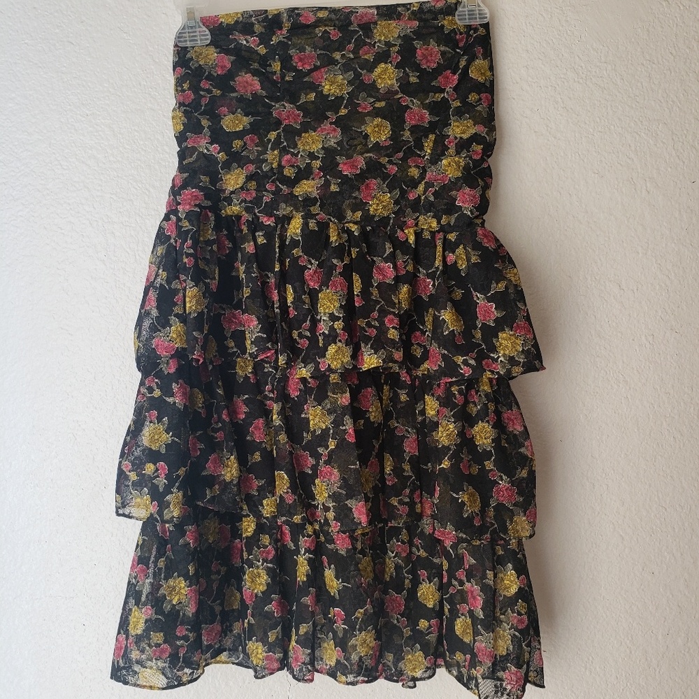 Black printed strapless dress AGN